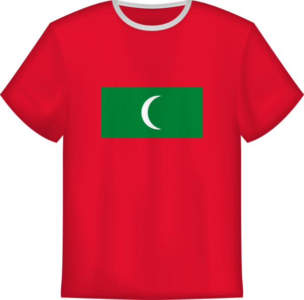 Maldivler bayrağı olan tişört tasarımı. Tişört şablonu.