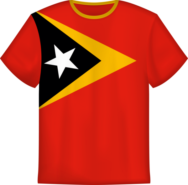 Doğu Timor 'un bayrağını taşıyan tişört tasarımı. Tişört şablonu.