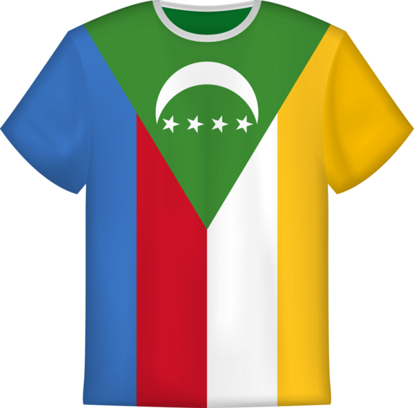 Komoros bayraklı tişört tasarımı. Tişört şablonu.