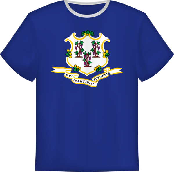 Connecticut ABD bayrağının olduğu tişört tasarımı. Tişört şablonu.