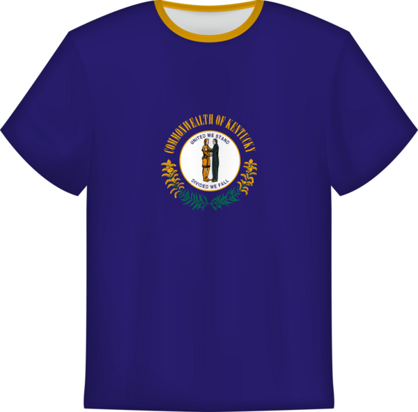 Kentucky eyaleti bayrağını taşıyan tişört tasarımı. Tişört şablonu.