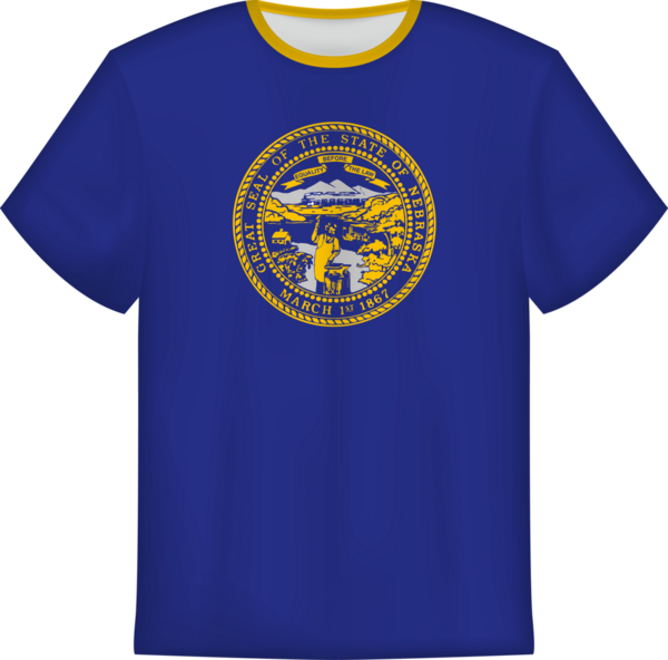 Nebraska eyaletinin bayrağını taşıyan tişört tasarımı. Tişört şablonu.