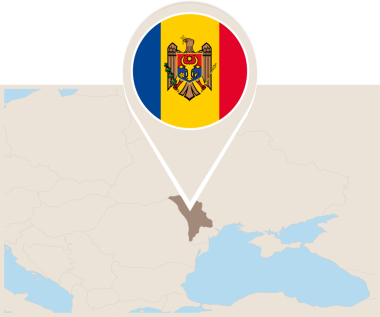 Moldova Haritası ve Bayrağı.