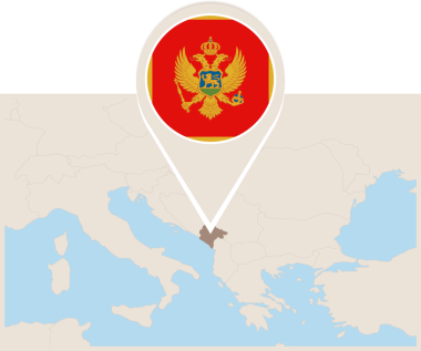 Karadağ haritası ve bayrağı.