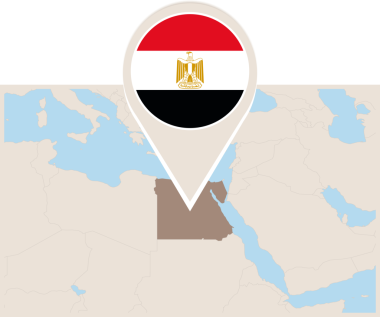 harita ve Mısır bayrağı.