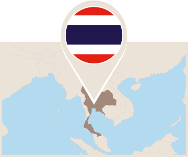 harita ve Tayland bayrağı.