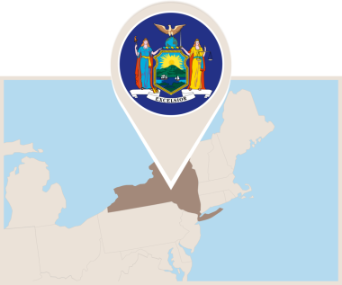 New York haritası ve bayrağı.