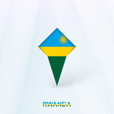 Geometrik Tasarımlı Ruanda Flag Pin Simgesi.