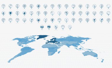 Ayrıntılı Avrupa Ülkeleri Haritası Haritalı Harita İğneleri. Ayrıntılı Mavi Dünya Haritası Arkaplanı