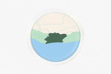 Komşu Bölgeli Fildişi Sahilleri Biçimli Harita.