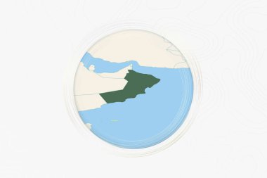 Stylized Map of Oman with Neighboring Areas.
