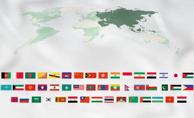 Gerçekçi Dalgalı Asya Bayrakları.