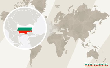 Bulgaristan harita ve bayrağı üzerinde yakınlaştırma. Dünya Haritası.