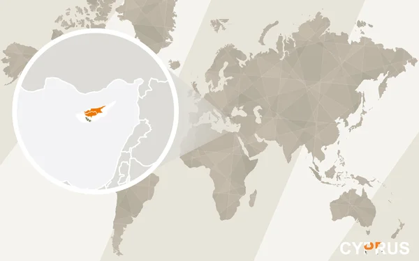 Zoom en Chipre Mapa y Bandera. Mapa del mundo . — Archivo Imágenes Vectoriales