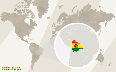 Bolivya Haritası ve bayrağı üzerinde yakınlaştırma. Dünya Haritası.