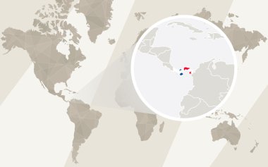 Panama harita ve bayrağı üzerinde yakınlaştırma. Dünya Haritası.