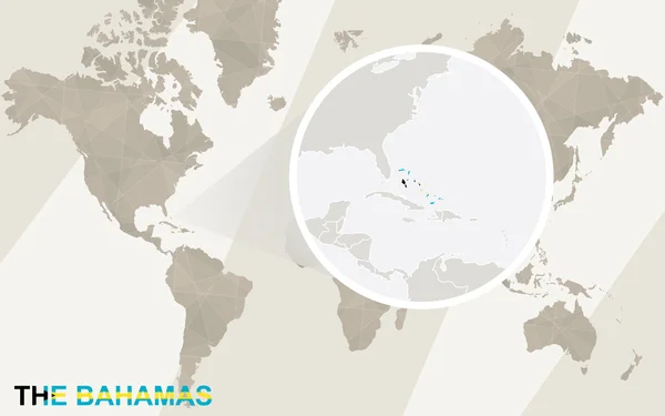 Zoom na Bahamach mapę i flaga. Mapa świata. — Wektor stockowy