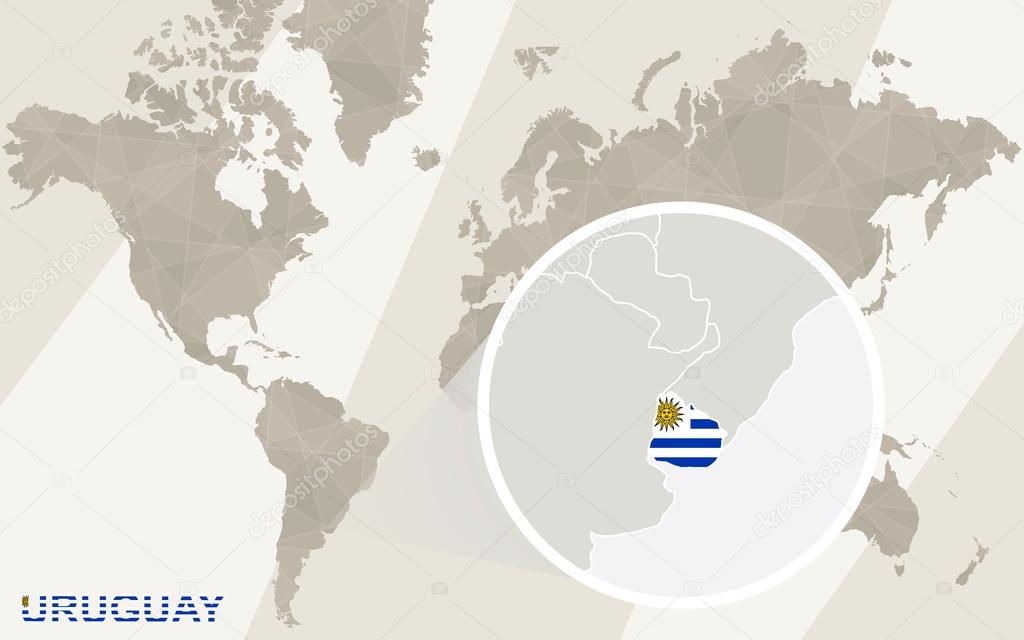 Zoom Sur Le Drapeau Et Carte De Luruguay Carte Du Monde