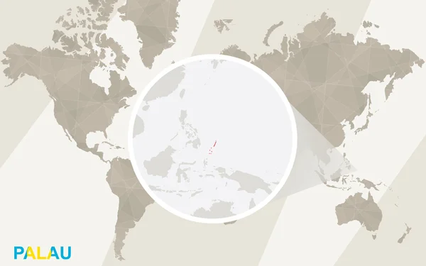 Zooma på Palau karta och flagga. Världskarta. — Stock vektor