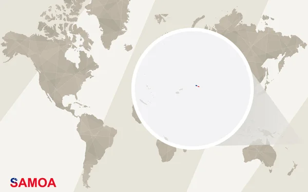 Zoom en Samoa Mapa y Bandera. Mapa del mundo . — Vector de stock