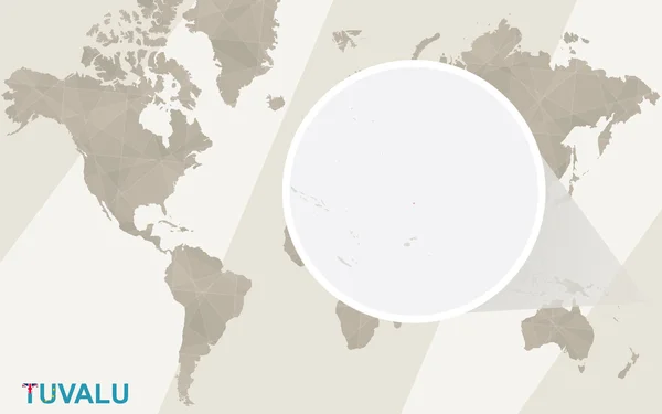 Zoom na Tuvalu mapę i flaga. Mapa świata. — Wektor stockowy