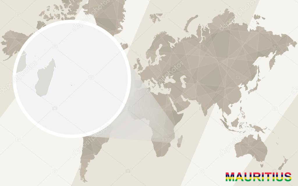 mauricius mapa světa Zvětšit mapu Mauricius a vlajku. Mapa světa — Stock Vektor © boldg mauricius mapa světa