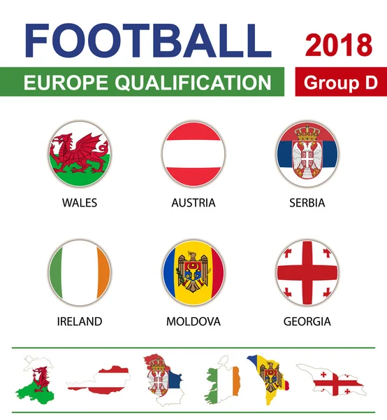 Fútbol 2018, Clasificación de Europa, Grupo D — Vector de stock
