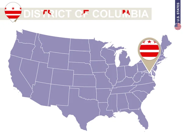 District of Columbia på Usa karta. — Stock vektor