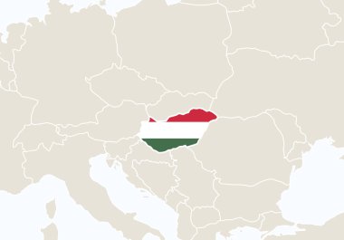 Avrupa ile vurgulanan Macaristan haritası.