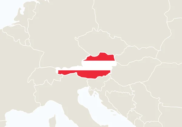 Evropa s zvýrazněné mapa Rakouska. — Stockový vektor