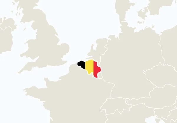 Evropa s zvýrazněné mapa Belgie. — Stockový vektor