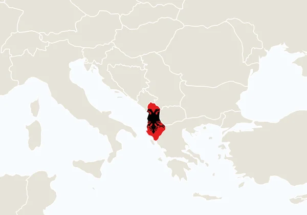 Evropa s zvýrazněné Albánie mapa. — Stockový vektor