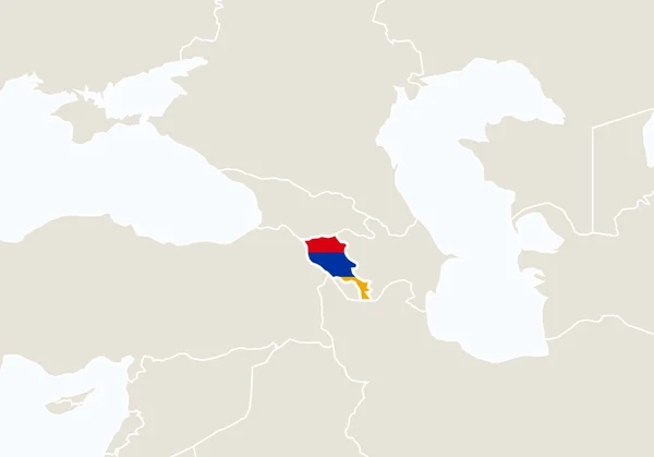 欧洲与突出显示的亚美尼亚地图. — 图库矢量图片