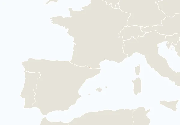 Europa com destaque Andorra mapa . —  Vetores de Stock