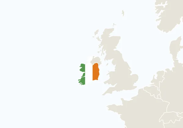 Europa com destaque Mapa da Irlanda . — Vetor de Stock