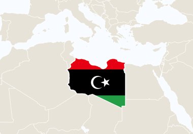 Africa with highlighted Libya map. clipart