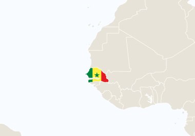 Vurgulanan Senegal harita ile Afrika.