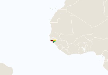 Vurgulanan Gine-Bissau harita ile Afrika.