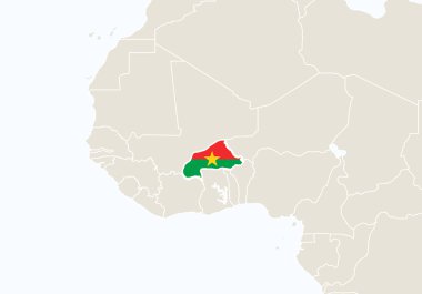 Vurgulanan Burkina Faso Haritası ile Afrika.