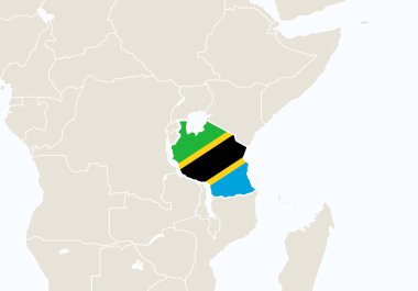 Vurgulanan Tanzanya Haritası ile Afrika.