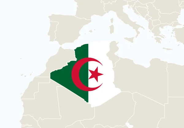 Afryka z podświetloną Mapa Algierii. — Wektor stockowy