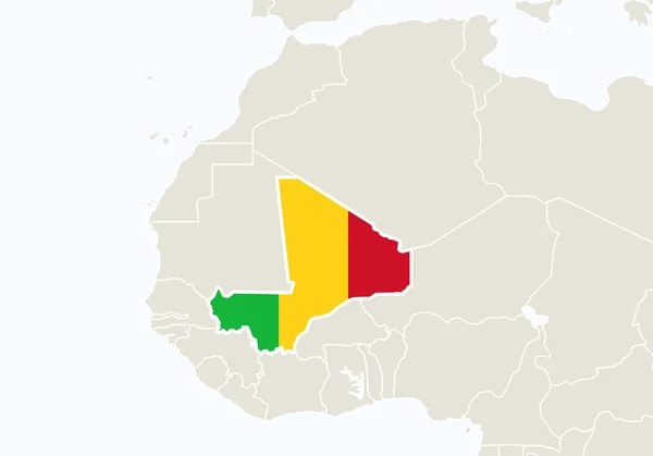 Afrika met gemarkeerde kaart van Mali. — Stockvector