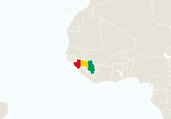 Afrika mit hervorgehobener Guinea-Karte. — Stockvektor