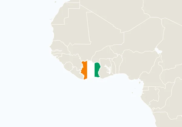 África com destaque Costa do Marfim mapa . — Vetor de Stock