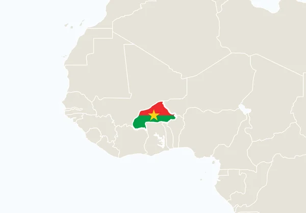 Afrika kijelölt Burkina Faso Térkép. — Stock Vector