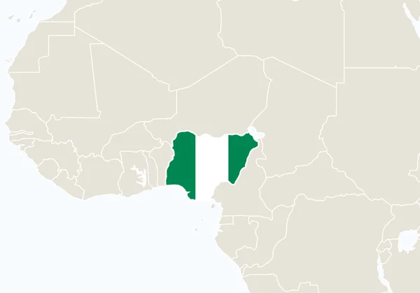 Afrika med markerade Nigeria karta. — Stock vektor