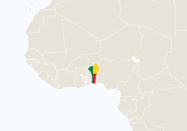 Afrika mit hervorgehobener Benin-Karte. — Stockvektor