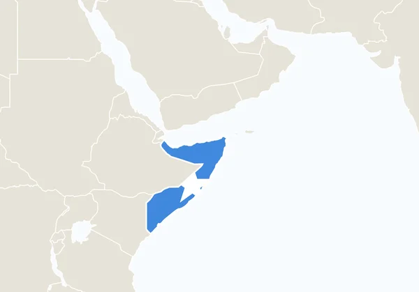 Afryka z podświetloną mapę Somalii. — Wektor stockowy