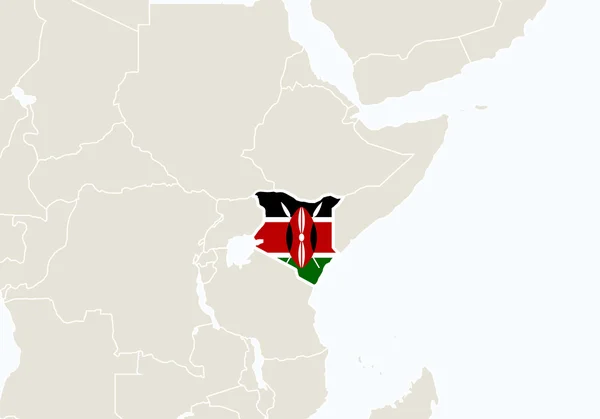 Vurgulanan Kenya harita ile Afrika. — Stok Vektör
