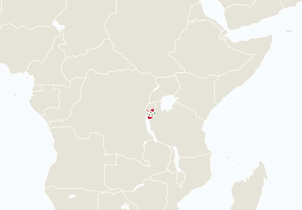 África com destaque Burundi mapa . — Vetor de Stock